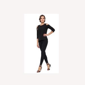 ( 1 PAIO ) Leggings in morbidissima microfibra effetto seta con bordo in perle e strass – L’eleganza del comfort- 100% Made in (Brescia) Italy