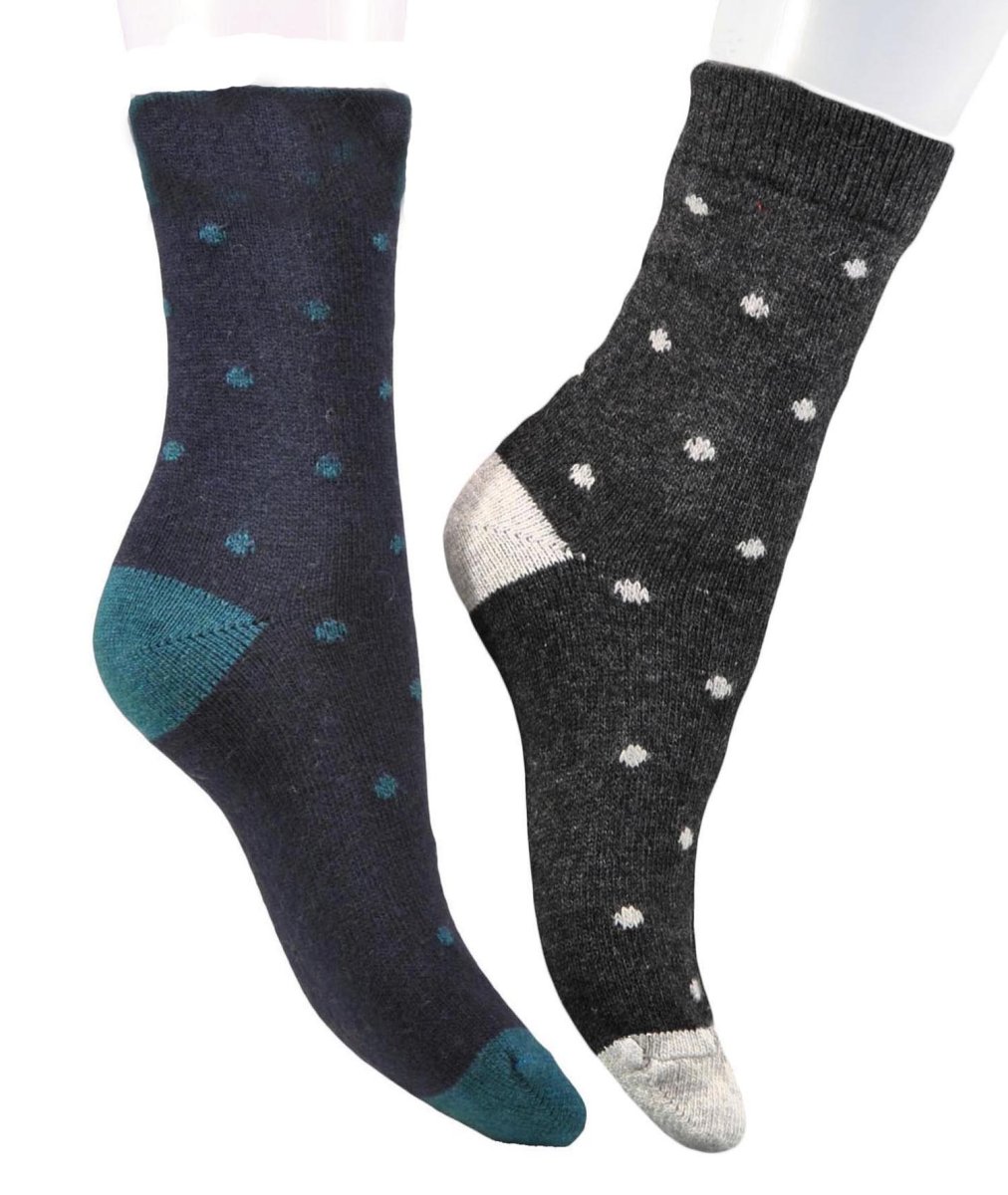 ( 2 PAIA ) Calzini donna a pois in pregiatissimo filato lana-cashmere – 100% Made in (Brescia) Italy - immagine 9